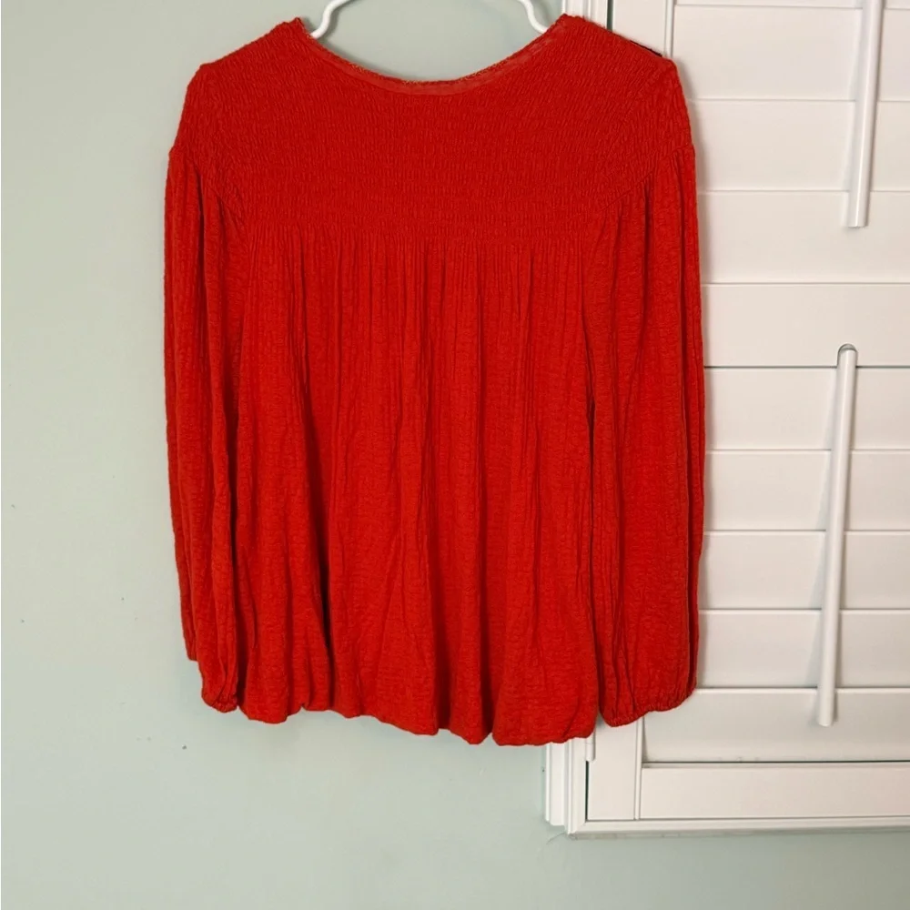 Free People Red Blouse with Embroidered Detail - Picture 8 of 8